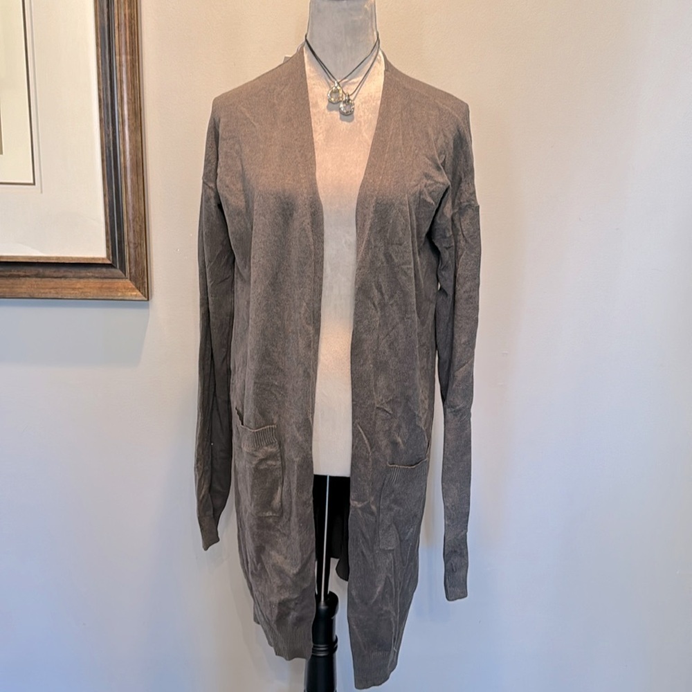 Ter a rose gray long knitted cardigan NWT XL